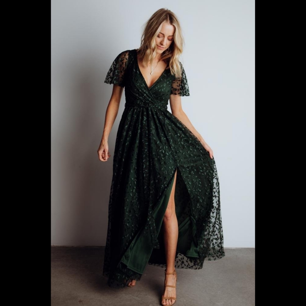 NWT Baltic Born Dark Green Lace Maxi Dress